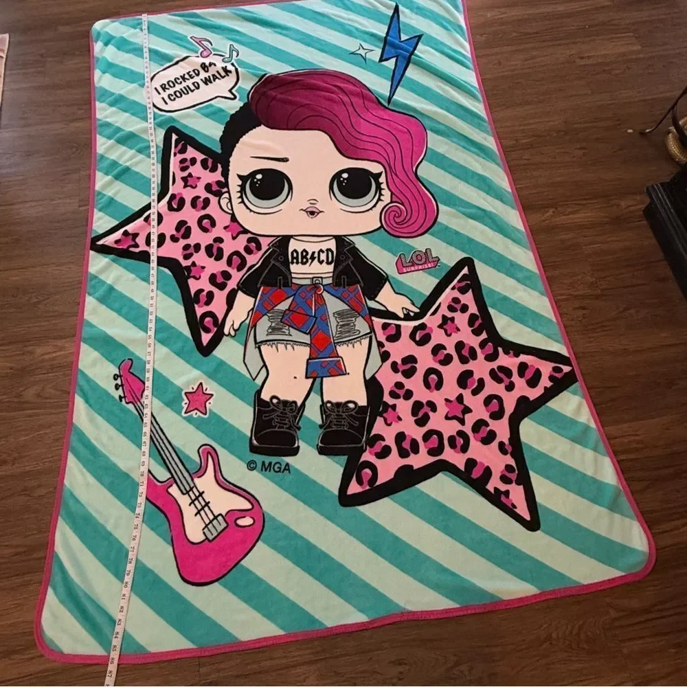 LOL Surprise Rocker Plush Twin Blanket Pink Blue 86” x 57”
